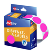 Avery Label Dispenser DMC24FP Pink Fluoro  Round 24mm 350 Pack